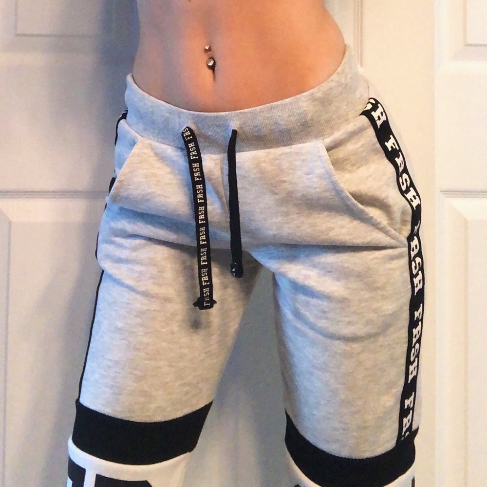 Gray black and white sweats